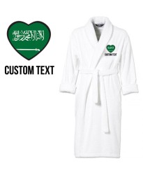 Saudi Arabia Flag Heart Shape Embroidery Logo with Custom Text Embroidered Bathrobes